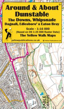 Dunstable, the Downs, Whipsnade, Dagnall, Edlesborough & Eaton Bray Walking Map