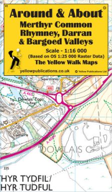 Merthyr Common, Rhymney, Darran Valley & Bargoed Valley Walking Map