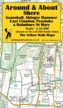Shere, Gomshall, Abinger Hammer, East Clandon, Peaslake & Holmbury St Mary Walking Map