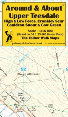 Upper Teesdale, High and Low Force, Cronkley Scar, Cauldron Snout & Cow Green Walking Map