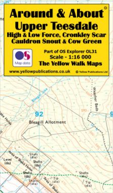 Upper Teesdale, High and Low Force, Cronkley Scar, Cauldron Snout & Cow Green Walking Map