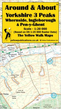 Yorkshire 3 Peaks, Whernside, Ingleborough & Pen-y-Ghent 20K walking map