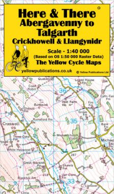 Abergavenny to Talgarth, Crickhowell & Llangynidr Cycling Map