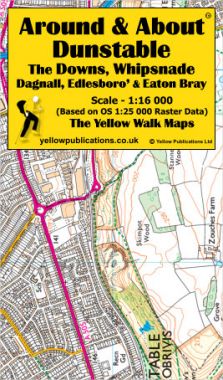 Dunstable, the Downs, Whipsnade, Dagnall, Edlesborough & Eaton Bray Walking Map