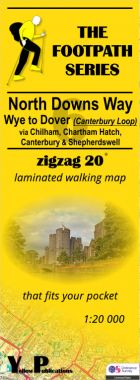 North Downs Way 6: Wye to Dover via Canterbury Loop Walking Map