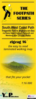 South West Coast Path 14: Tregantle Fort to Bigbury-on-Sea Walking Map